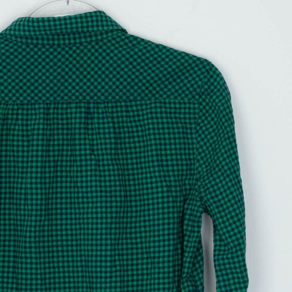 J. Crew Womens Plaid Gingham Button Shirt Size 8 Green Long Sleeve Preppy Work - Picture 10 of 10